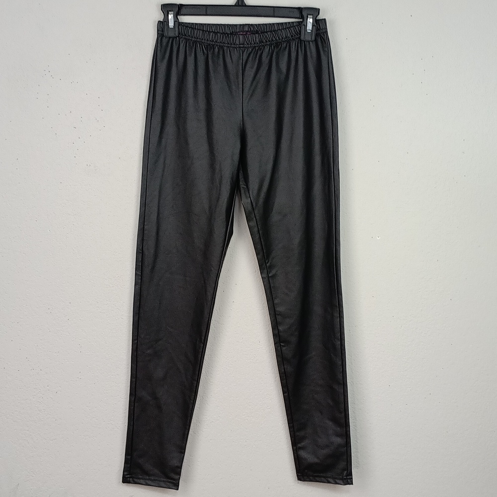 Laugh Out Loud Women's Black Faux Leather Leggings sz L